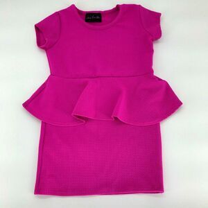 Kids Can’t Miss Textured Solid Pink Ruffle Dress Girl’s Size 5/6